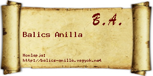 Balics Anilla névjegykártya